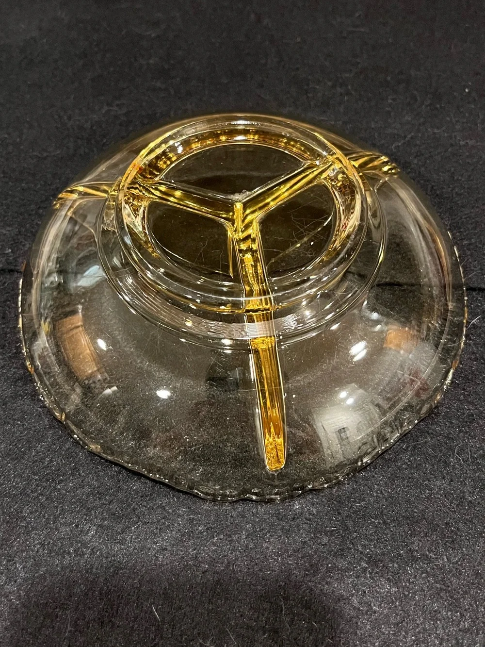 Vintage Indiana Glass Amber Scalloped Rim Divided Glass Relish Serving Dish